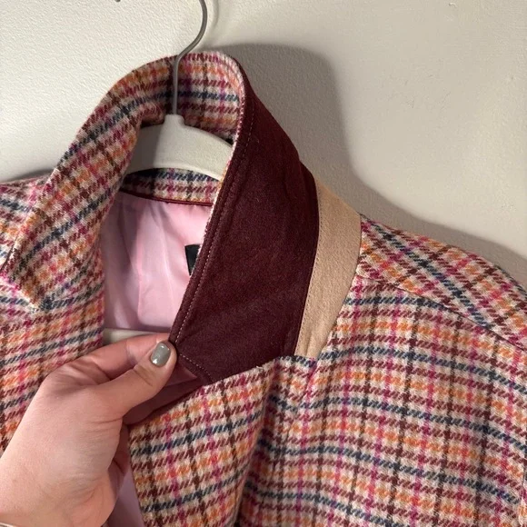 Talbots Pink Plaid Wool Blazer Plus Size 16 Jacket - Picture 8 of 8